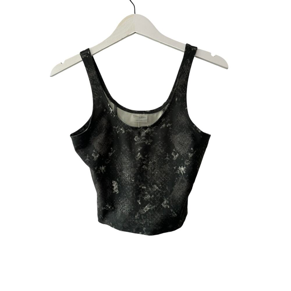 Jessica Simpson Gray Faux Snake Print Cropped Tank Top Women's Small